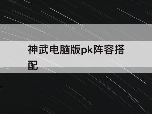 神武电脑版pk阵容搭配