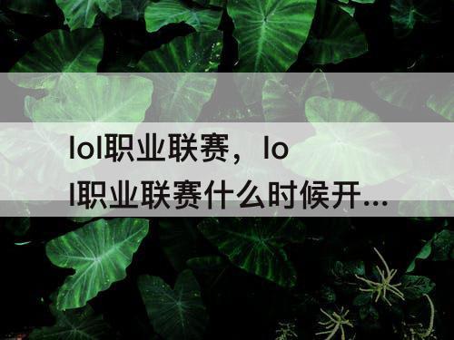 lol职业联赛，lol职业联赛什么时候开赛