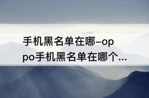 手机黑名单在哪-oppo手机黑名单在哪个里面找微信